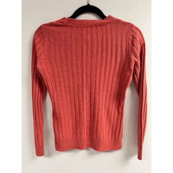 New York & Company Womens Pullover crew neck Ribbed Knit Sweater Red Size Small - Picture 3 of 4